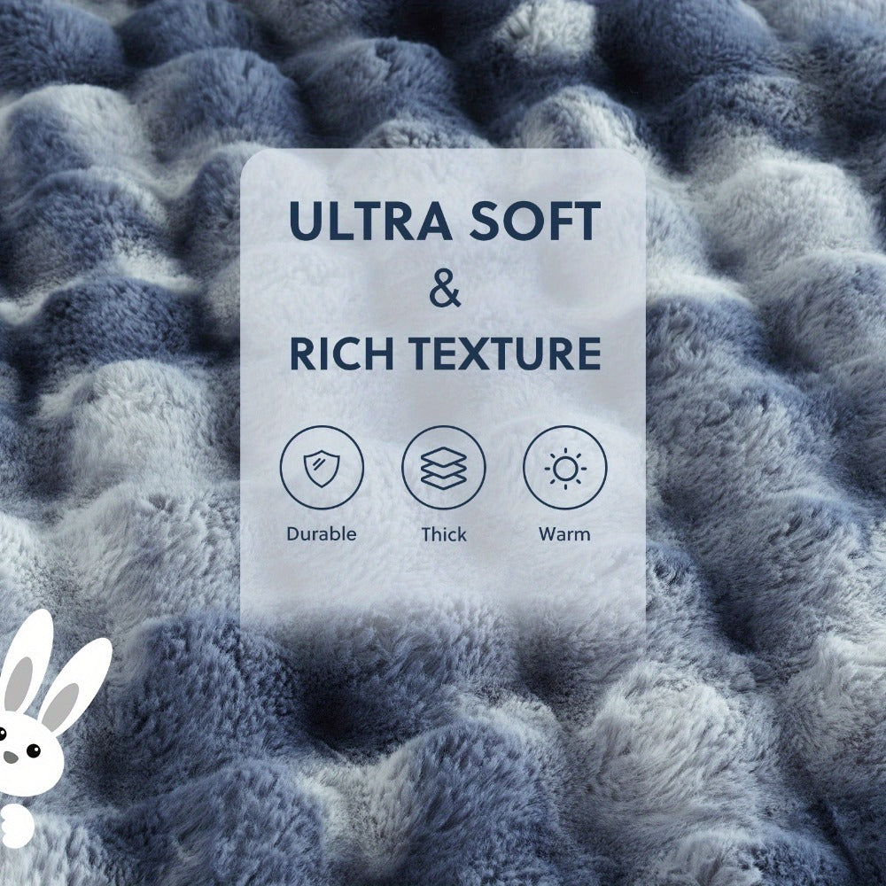 Faux Rabbit Fur Throw Blanket in 11 Checkout Colors and Throw, Twin, Queen or King Size Options