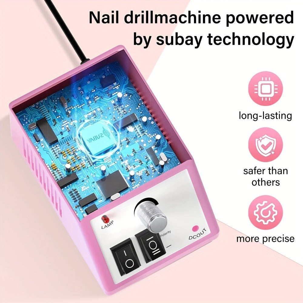 Electric Nail Drill 20000 RPM Console Kit with 6 Bits, 50 Sanding Bands and Standard or 8-in-1 Options