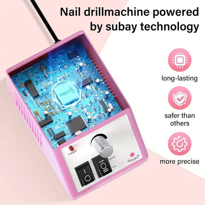 Electric Nail Drill 20000 RPM Console Kit with 6 Bits, 50 Sanding Bands and Standard or 8-in-1 Options