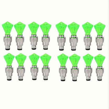 LED Tire Valve Stem Light Sets in 4-, 8- or 16-Piece Blue, Green, Red, Mixed and Skull-Top Configurations