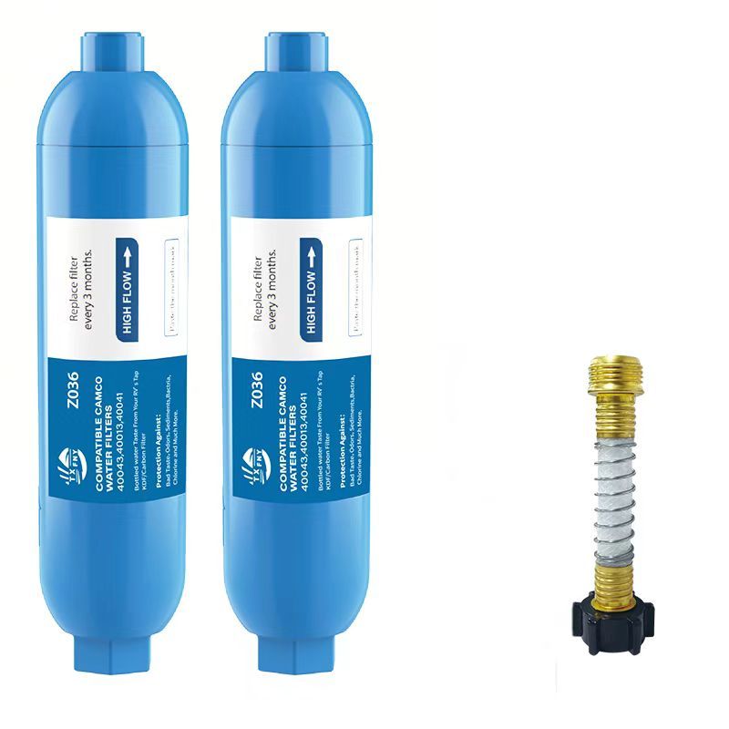 RV Water Filter with Flexible Hose Protector – Inline Hose Filter, Reduces Chlorine, Odors & Sediment, BPA-Free, for RV, Camper, Boat