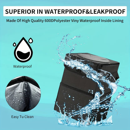 Collapsible Hanging Car Trash Bag with Lid, Side Storage Pockets, Black Finish and 25 × 16 × 15 cm Size