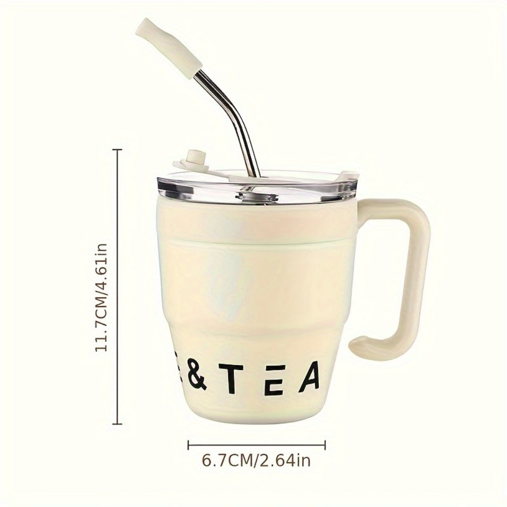 16oz Stainless Steel Straw Travel Tumbler with Handle and Clear Lid in Six Checkout Colors