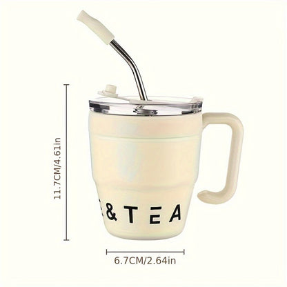 16oz Stainless Steel Straw Travel Tumbler with Handle and Clear Lid in Six Checkout Colors