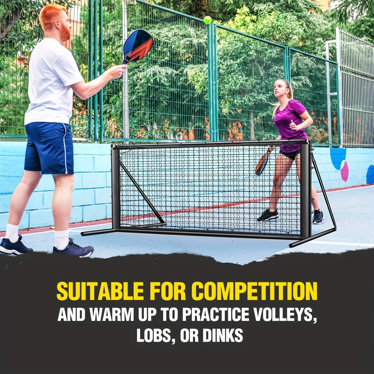 Pickleball Rebounder Net 6x6ft Angle Adjustable – 2-in-1 Practice Rebound Net for Dinks, Volleys & Hits Training