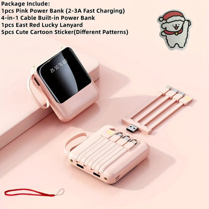 Power Bank 10000mAh with Built-In Cable Set, 5W/15W/22.5W selections, Display and Lanyard for Travel