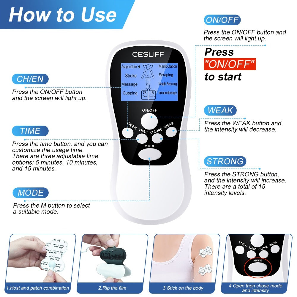 TENS Unit Stimulator for Pain Digital EMS Therapy Device for Back Neck Hip Nerve Pain for Entryways, Bedrooms and Living Spaces