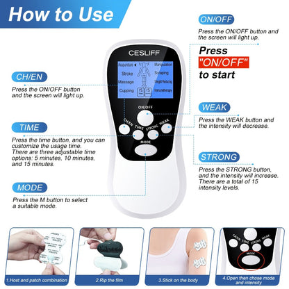 TENS Unit Stimulator for Pain Digital EMS Therapy Device for Back Neck Hip Nerve Pain for Entryways, Bedrooms and Living Spaces