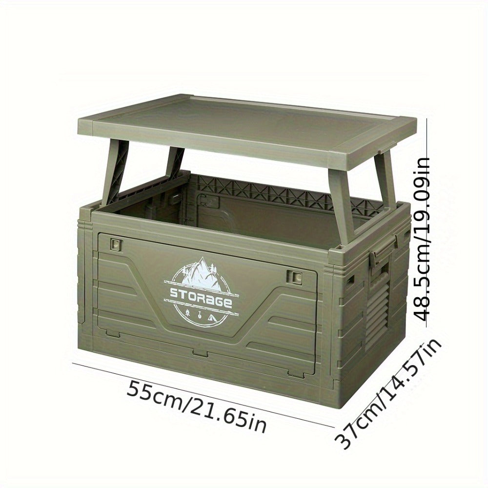 Foldable Storage Box Car Trunk Organizer – Large Capacity Collapsible Plastic Bin with Lid for Camping, Outdoor, Home & Vehicle Use