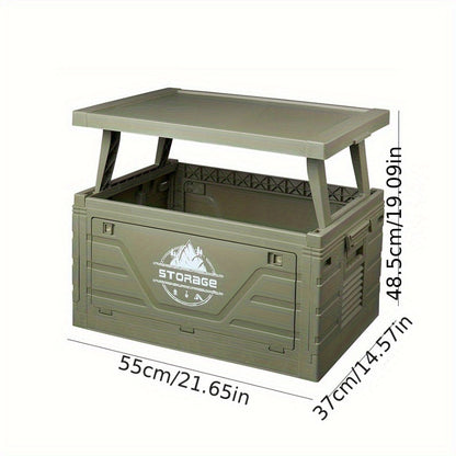 Foldable Storage Box Car Trunk Organizer – Large Capacity Collapsible Plastic Bin with Lid for Camping, Outdoor, Home & Vehicle Use
