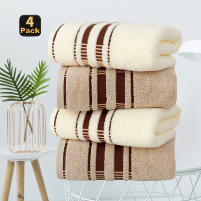 Towel Set 4-Pack Pure Cotton Face Towels in Camel, Beige Yellow or Mixed Colors for Home and Spa