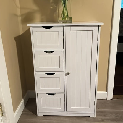 Bathroom Storage Cabinet with Drawers – Waterproof Freestanding Floor Cabinet with 4 Drawer Organizer for Bathroom, Bedroom, Living Room