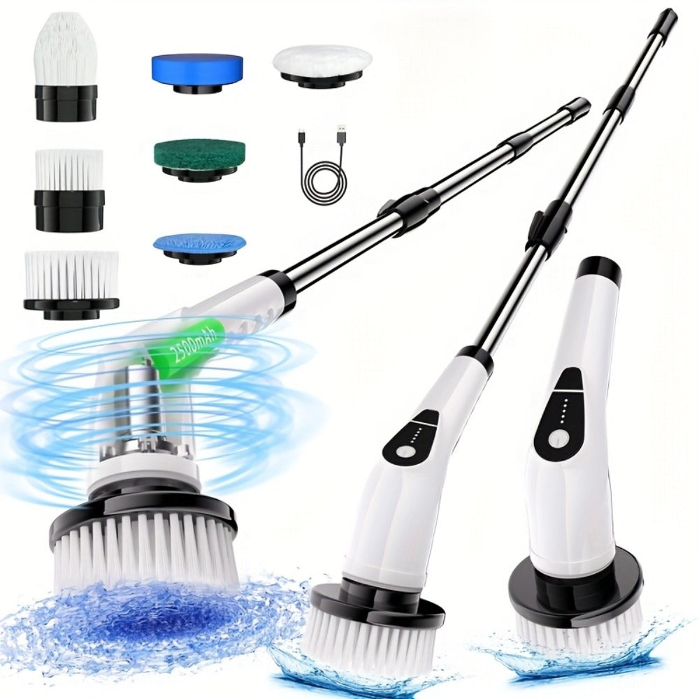 Electric Spin Scrubber Cordless, 7-in-1 Cleaning Brush with 7 Replaceable Heads, Dual Speed Adjustable