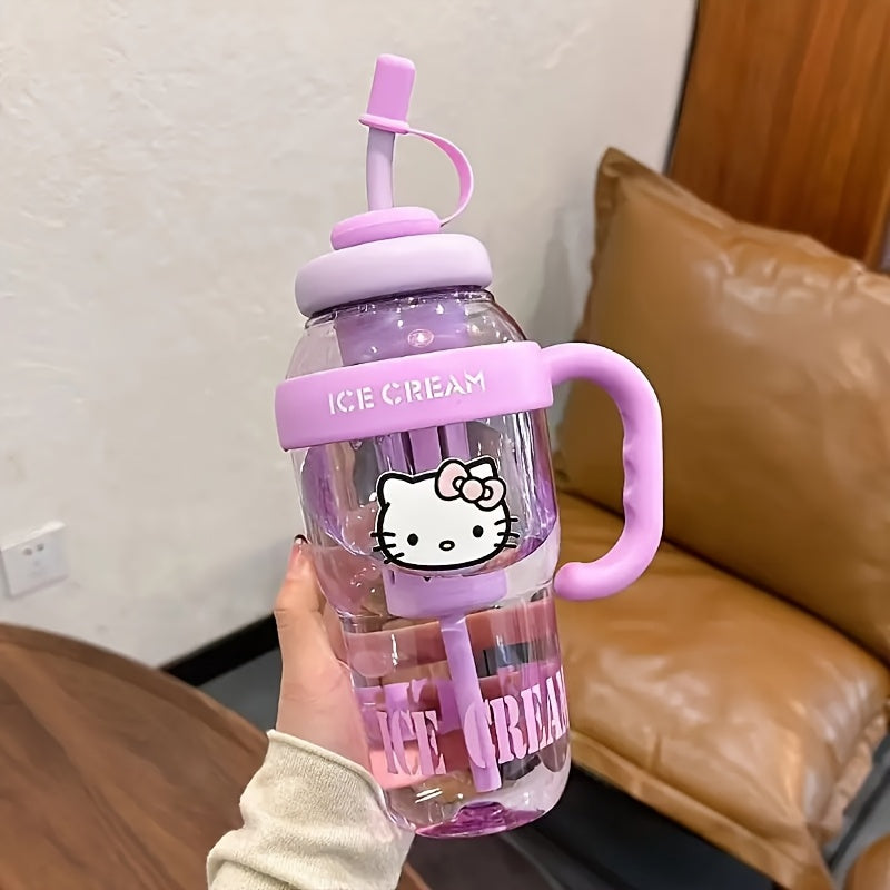 PPSU Straw Water Bottle with Hello Kitty Design – BPA-Free, Large Capacity, Drop-Resistant & Leak-Proof, Easy-Carry Handle