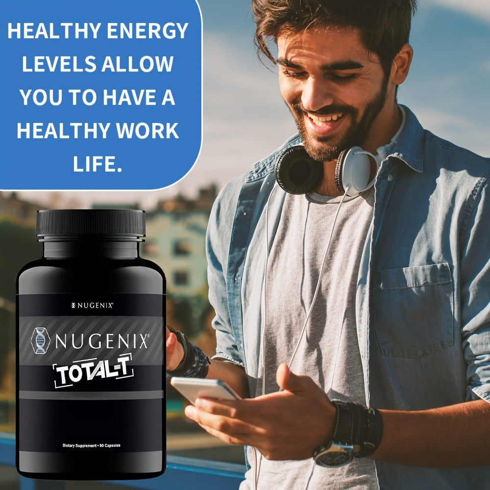 Total-T Testosterone Booster for Men, Daily Vitality & Hormone Support Capsules, Natural Energy, Strength