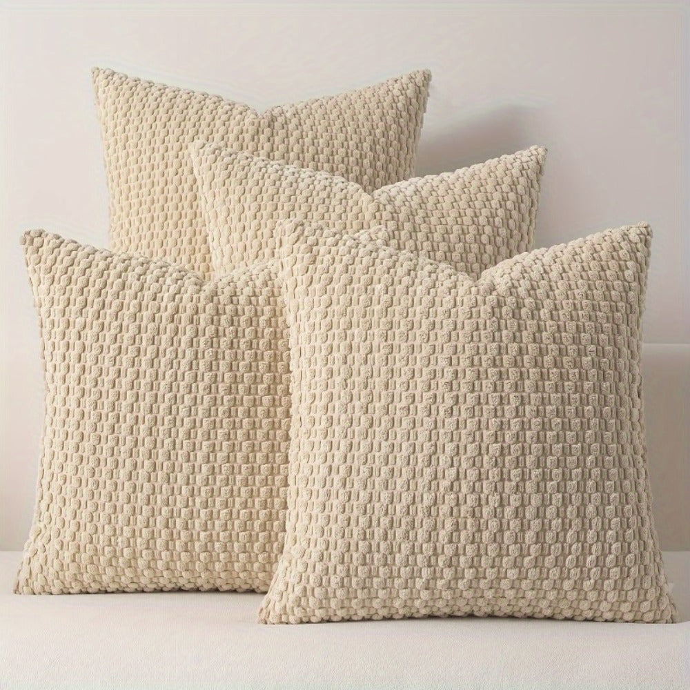 Velvet Throw Pillow Covers 4-Pack 20x20 Inch - Double-Sided Cushion Covers with Zipper Closure