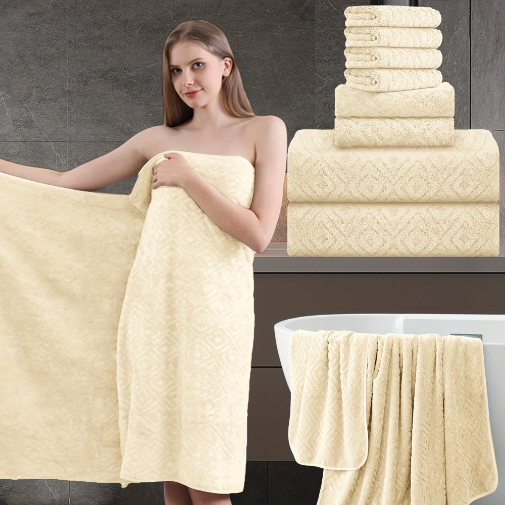 Bath Hand Towels, Towel Set 8 Piece 700GSM with 2 Bath Towels, 2 Hand Towels and 4 Washcloths in 16 Colors for Home and Guest Use