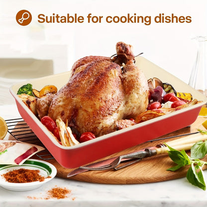 Two-Piece Red-and-Cream Baking Pan Set in Deep Rectangular or 9-Inch Square Checkout Options