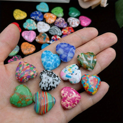 Heart Shaped Stones 50 100pcs Colorful Rainbow Natural Stone Hearts for DIY Jewelry Making Yoga Meditation Worry Stones Christmas Valentine