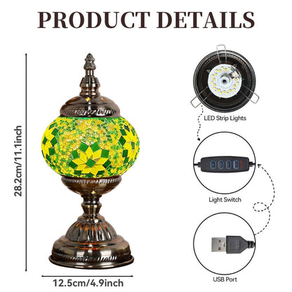 DIY Mosaic Lamp Kit Handmade Glass Table Lamp, Colorful Stained Glass Bedside Night Light with Antique Bronze Base