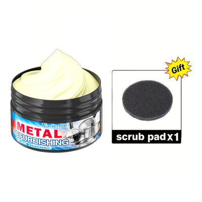 1.01oz Metal Refurbishing Cleaning Paste Tub with One Round Black Scrub Pad for Cookware and Metal Surfaces