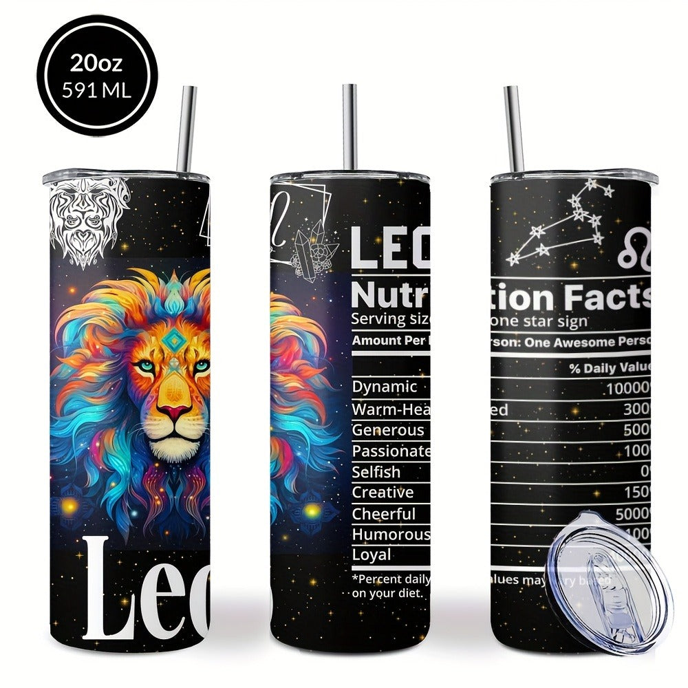 Insulated Tumbler 20oz Zodiac Horoscope 304 Stainless Steel with Lid, Straw and 12 Sign Choices