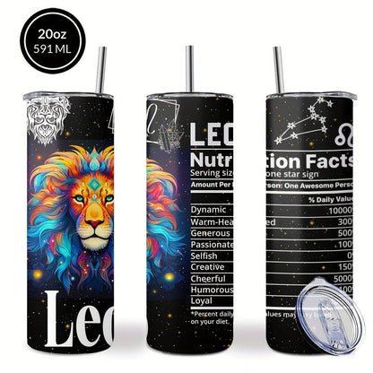 Insulated Tumbler 20oz Zodiac Horoscope 304 Stainless Steel with Lid, Straw and 12 Sign Choices