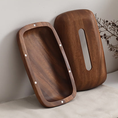 Walnut Tissue Box Cover Holder - Modern Minimalist Rectangular Decorative Napkin Dispenser with Premium Walnut Veneer Top