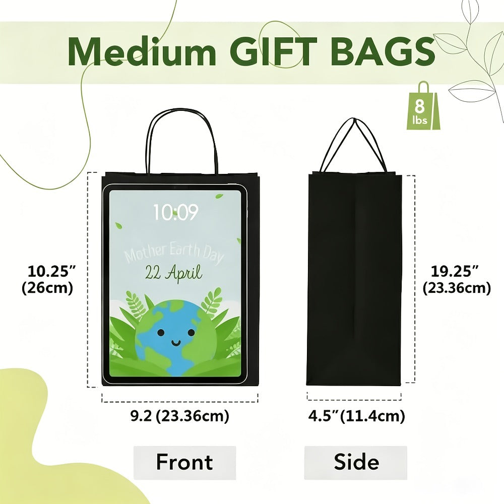 Paper Bags with Handles Bulk – Kraft Paper Gift Bags 25/75/100/300 Pcs, Black White Brown Reusable Shopping Bags for Small Business Retail