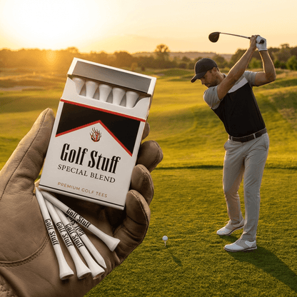 24-Piece Plastic Golf Tee Set with 3.26-Inch White Tees and Two Red-and-White Novelty Storage Boxes