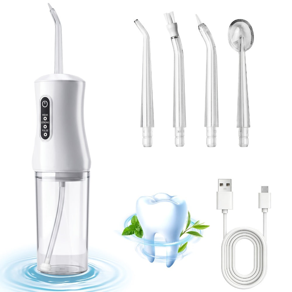 Adjustable Pressure Water Flosser with Interchangeable Nozzles – USB Rechargeable Smart Electric Oral Irrigator for Deep Teeth & Gum