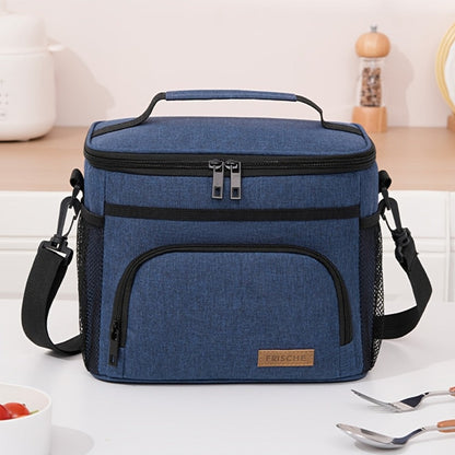 Insulated Lunch Bag with Adjustable Shoulder Strap – Leakproof Reusable Cooler Bag for Men Women Portable Fresh Keeper | Black Grey Blue |