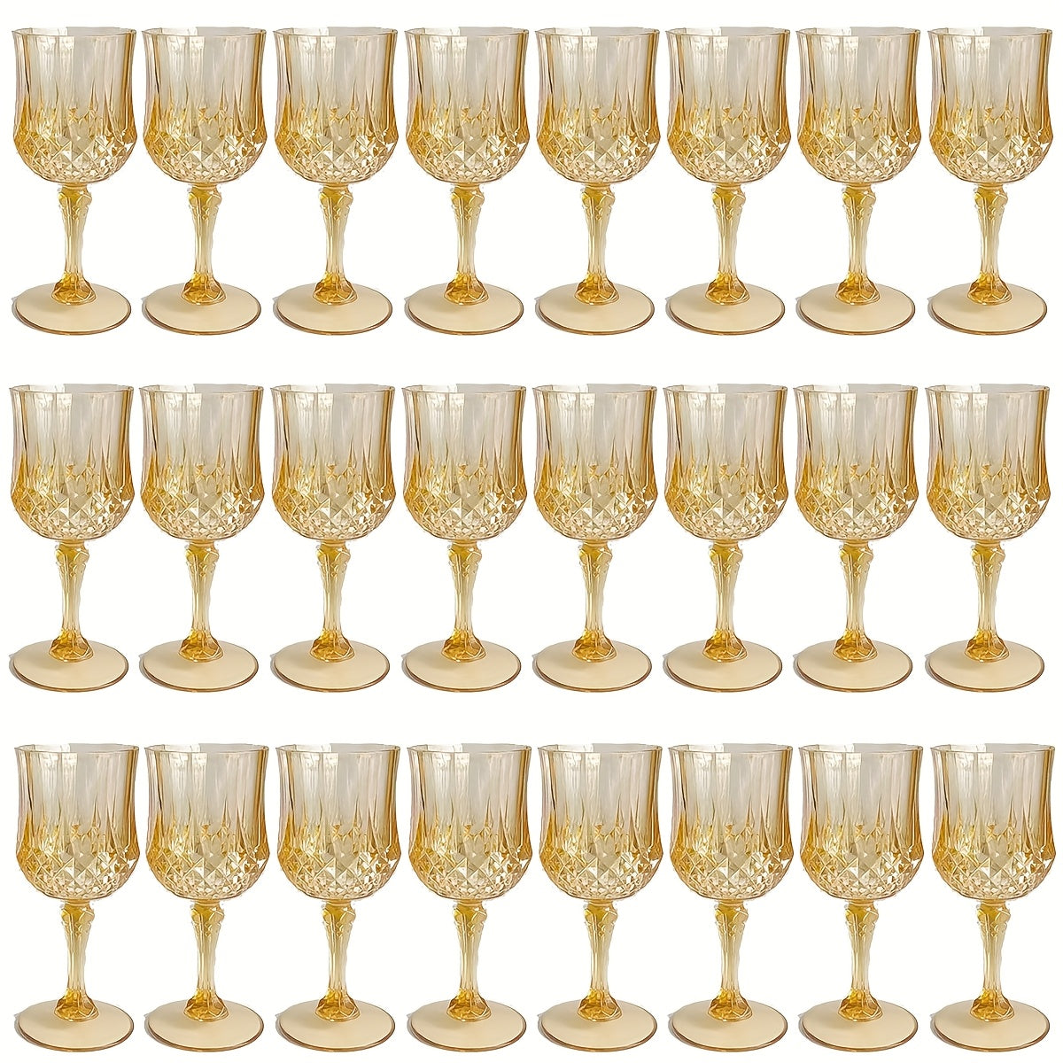 Plastic Wine Glasses 24 Pack – Colorful Shatterproof Goblets for Parties, Weddings & Events – Reusable Vintage-Style Stemmed Cups