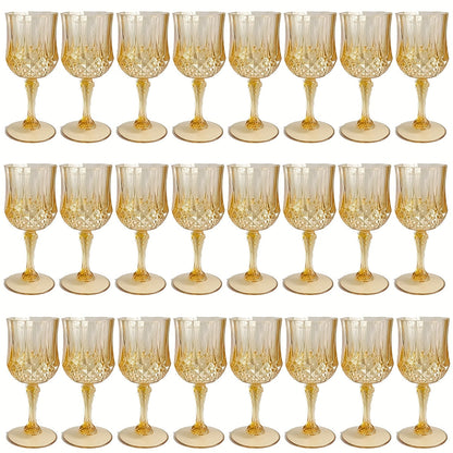 Plastic Wine Glasses 24 Pack – Colorful Shatterproof Goblets for Parties, Weddings & Events – Reusable Vintage-Style Stemmed Cups
