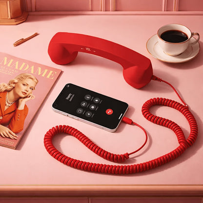 Anti-Radiation Phone Handset Retro USB-C Wired Receiver for Android, Built-in Mic, Grip, Plug-and-Play