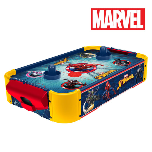 Spider-Man Tabletop Air Hockey Table Officially Licensed Marvel, Wood Electric Air Hockey Game for Kids Ages 5+