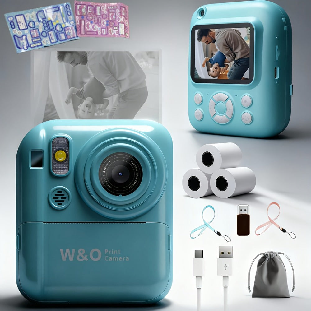 Kids Instant Print Digital Camera 1080P with 2.4" Screen, 3 Rolls Print with the Listed Color, Size or Set Options for Everyday Use