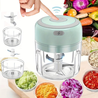 Mini Food Processor USB Rechargeable Electric Chopper 9.47oz, Portable Wireless Meat Grinder & Blender for Garlic