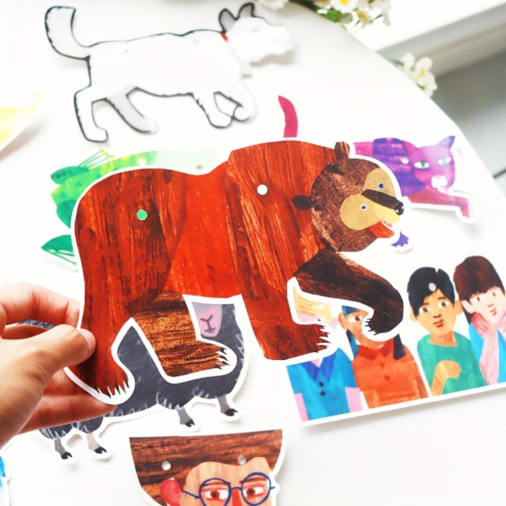 Brown Bear and Friends Paper Banner Garland 3 Meter Educational Wall Decoration Nursery for Entryways, Bedrooms and Living Spaces