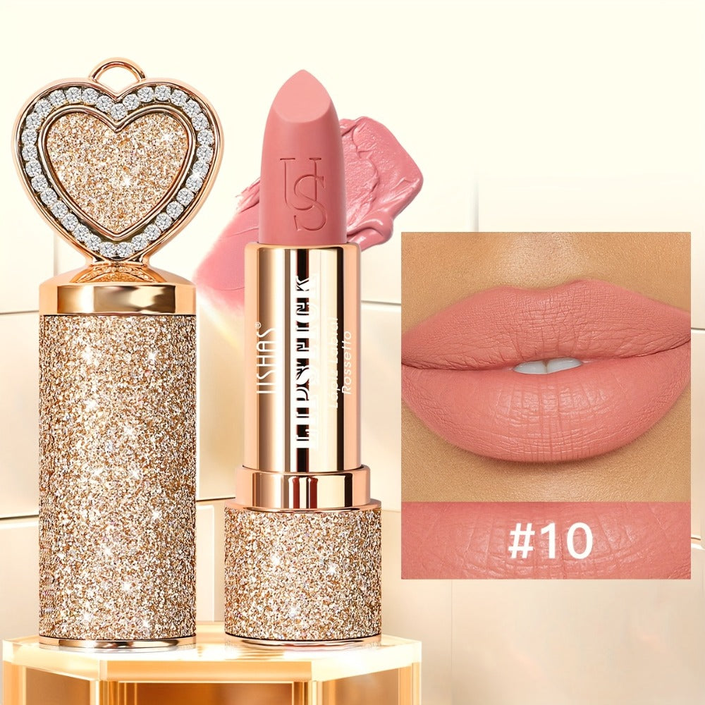 Matte Lipstick Heart-Shaped Design 24H Long-Lasting Velvet Finish – Transfer-Resistant Highly Pigmented Buildable Lip Color