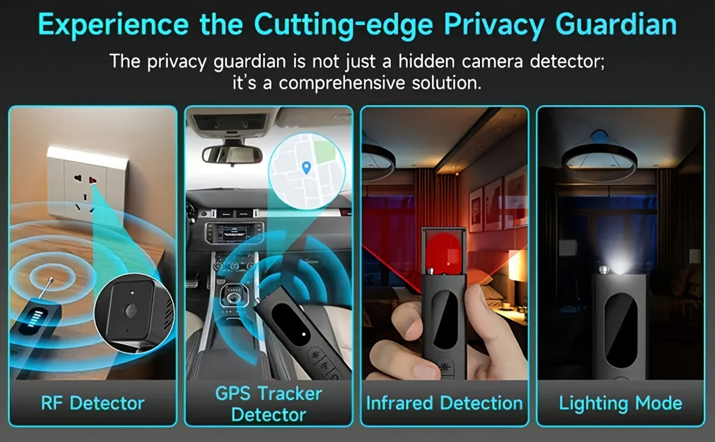 Anti Spy Hidden Camera Detector RF Signal Scanner Portable Bug Detector, GPS Tracker Finder, Listening Device Detector
