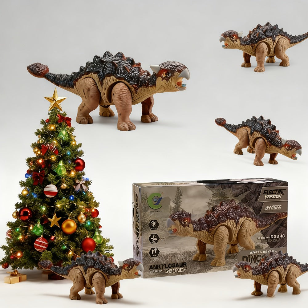 Battery-Powered Walking Ankylosaurus Dinosaur Toy with Roaring Sound and Random-Color Checkout
