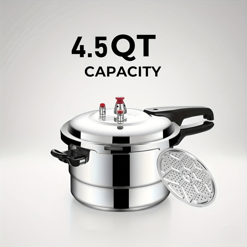 Aluminum Pressure Cooker Stovetop - 4.5Qt & 8Qt with Exhaust Valve & Multiple Safety Protections