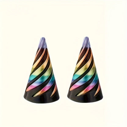 3D Printed Spiral Fidget Cone 10 Pack, Impossible Pyramid Spiral Tree & Carrot Stress Toy, Unique Fish Tank Decoration