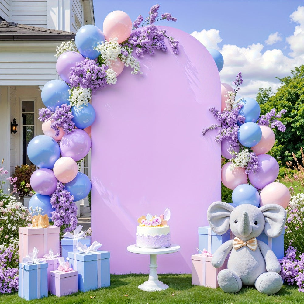 Wedding Arch Cover 6ft Polyester Fitted Round Top Backdrop Cover, Wrinkle-Free Machine Washable, for Wedding Ceremony Birthday Party Gender