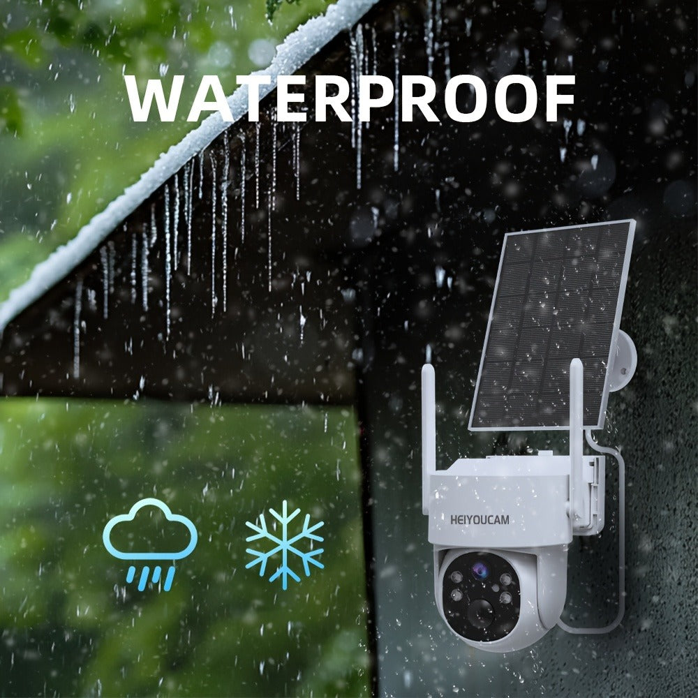 3MP Solar PTZ Outdoor Security Camera with 360-Degree Movement Label and One- or Four-Camera Options