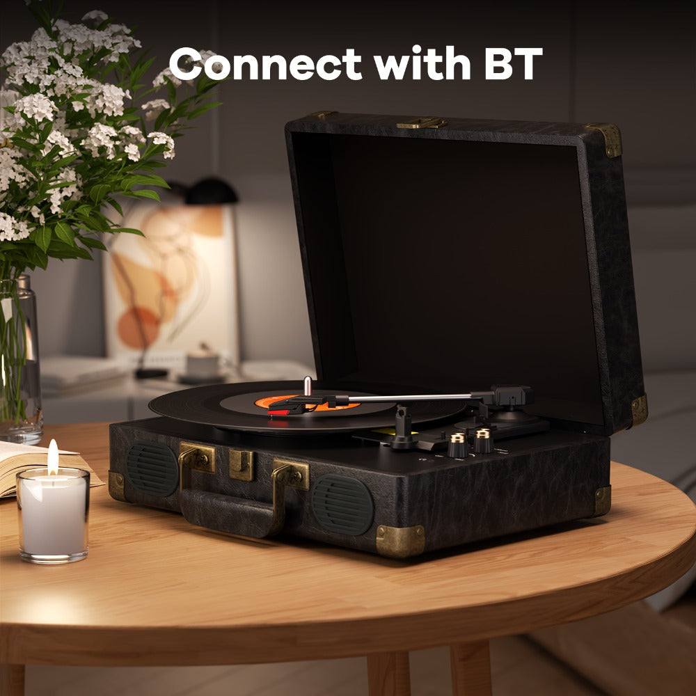 Bluetooth Vinyl Record Player with Built-in Speakers, Maio C200 3-Speed Belt-Driven Turntable, Hi-Fi Stereo Gramophone