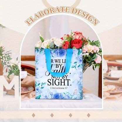 Bible Verse Tote Bags Bulk 32 Pcs Floral Religious Gift Bags with Handles with the Listed Color, Size or Set Options for Everyday Carry