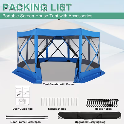 Pop-Up Canopy Tent 15ft Mosquito Net Screen House UV50+ for Garden, Yard and Pest Management