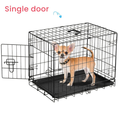 Dog Crate with Divider Panel & Double Door – Folding Metal Wire Dog Cage with Leak-Proof Tray, Indoor Outdoor Travel Pet Kennel
